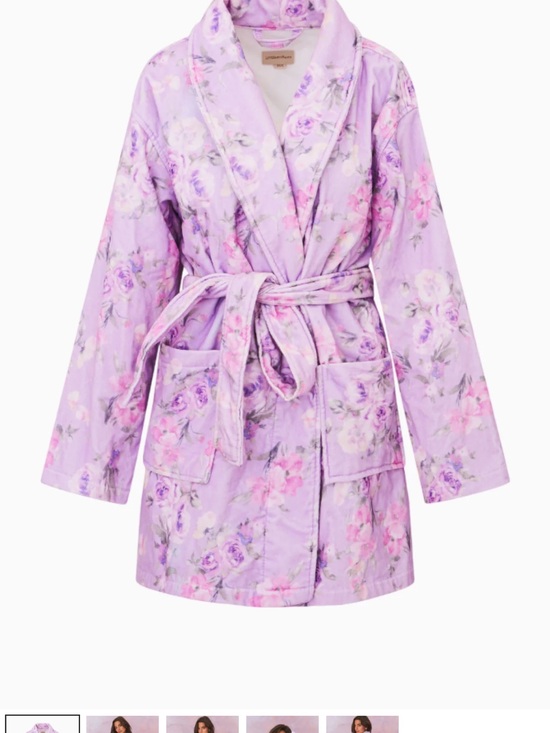 LoveShackFancy Other - LoveShackFancy Quilted Floral Robe in Lavender and Pink